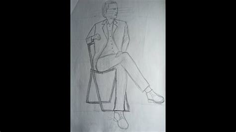 sandalyede oturan adam çizimi kolay